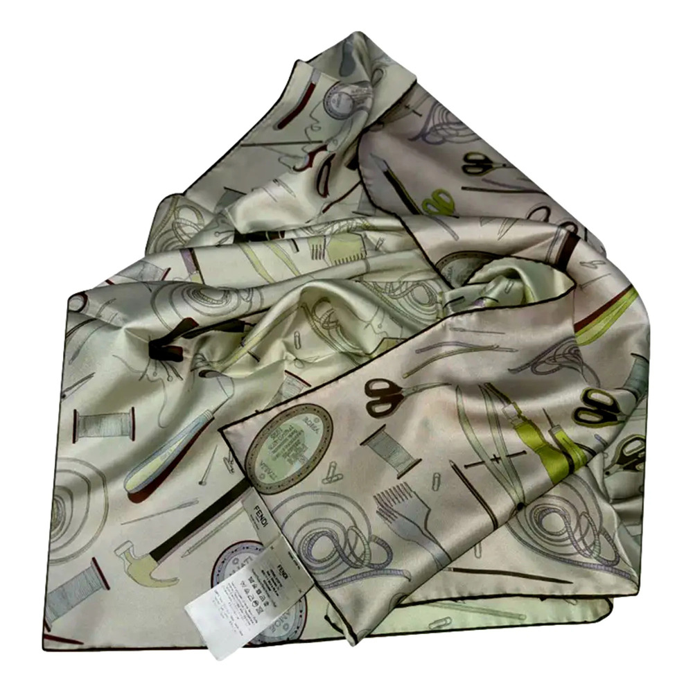 Fendi Multi-Color Graphic Print Silk Scarf Malva